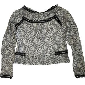 Identity Club Lace Tie Back Lace Long Sleeve Size M